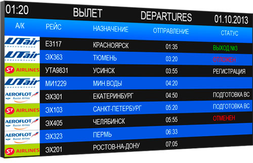 информационное табло в аэропорту